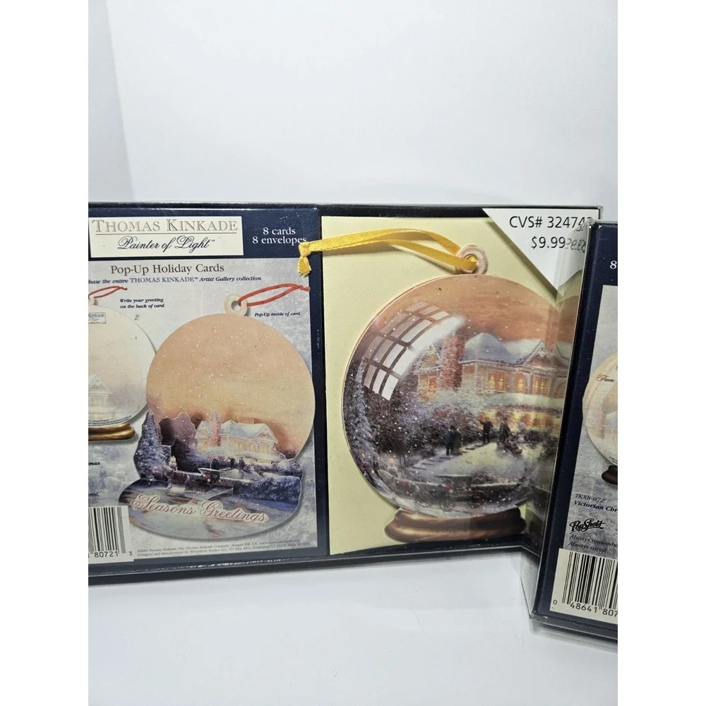 Thomas Kinkade Painter of Light Pop Up Christmas Cards Lot 3 Packs 2004 Vintage